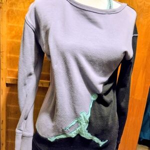 Girls Air Jordan Faux Layer Top Black , Teal & Purple Girls Size XL